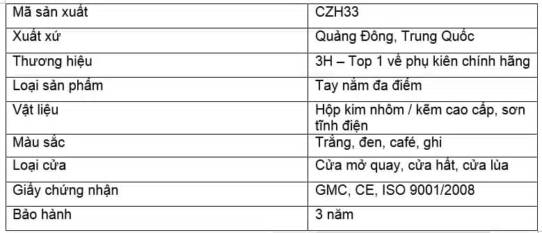 Tay nắm cửa 3H CZH33